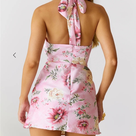 Hello Molly Blush Floral Halter Mini Dress - Picture 2 of 5